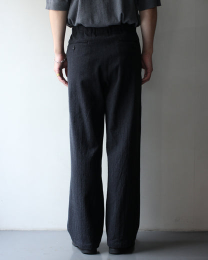 ULTERIOR/WASHED W/S HERRINGBONE DRAWSTRING WIDE PANTS "CHARCOAL"