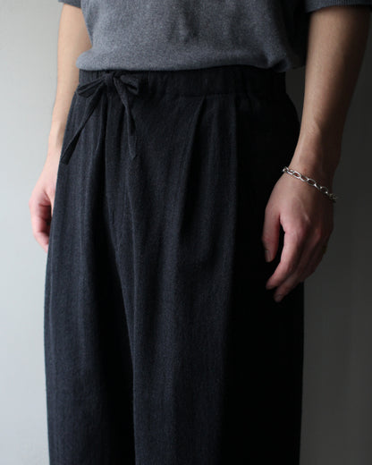 ULTERIOR/WASHED W/S HERRINGBONE DRAWSTRING WIDE PANTS "CHARCOAL"
