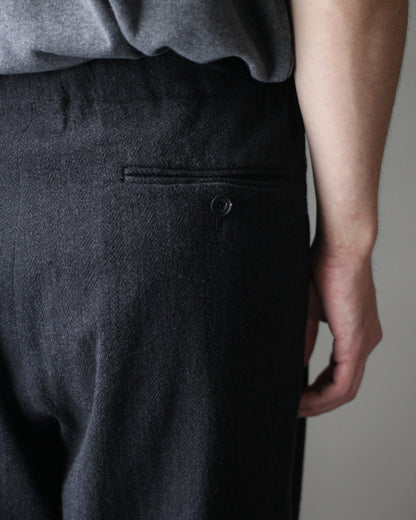 ULTERIOR/WASHED W/S HERRINGBONE DRAWSTRING WIDE PANTS "CHARCOAL"