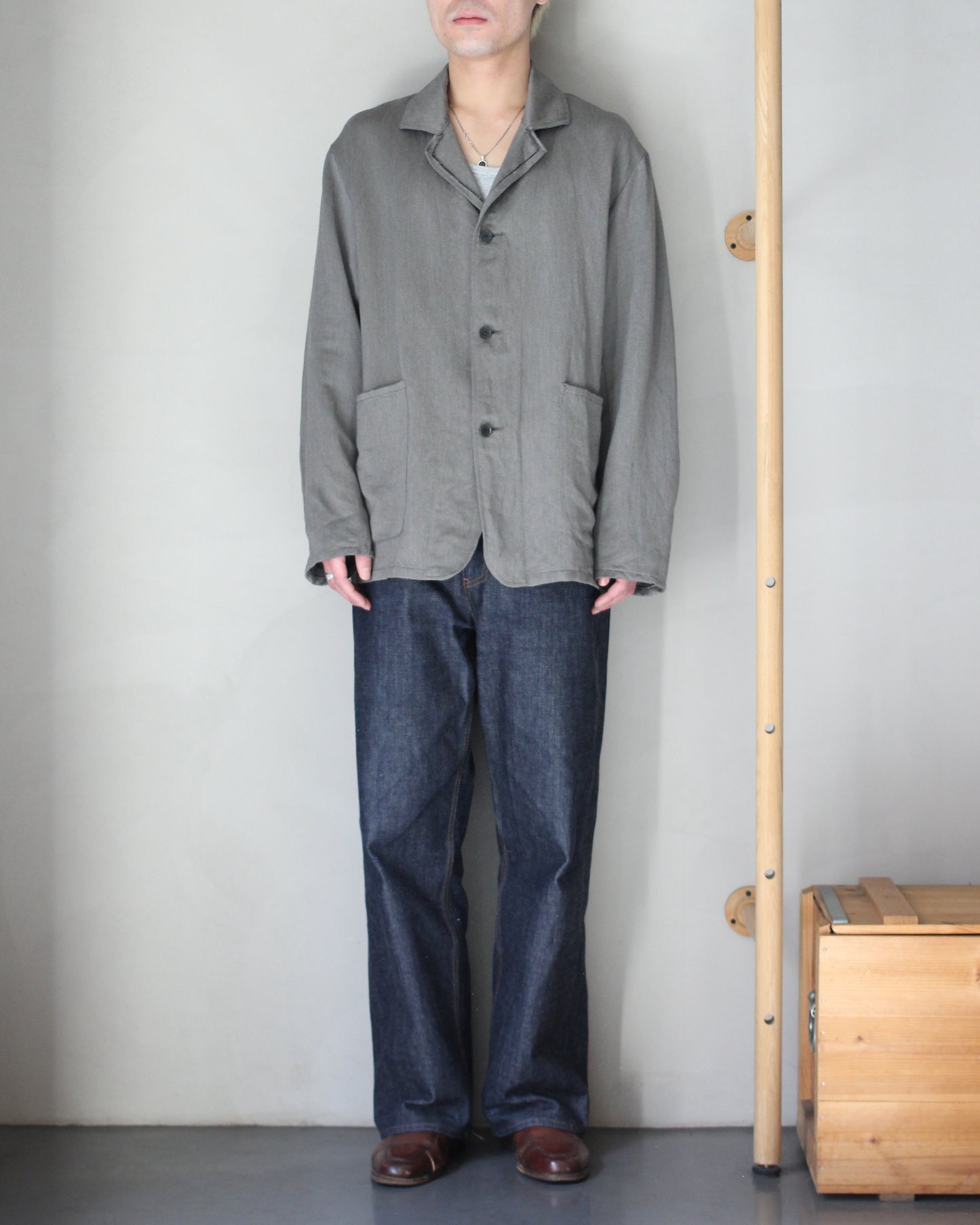 ULTERIOR/WASHED C/L CORKSCREW JKT "KHAKI GREY"