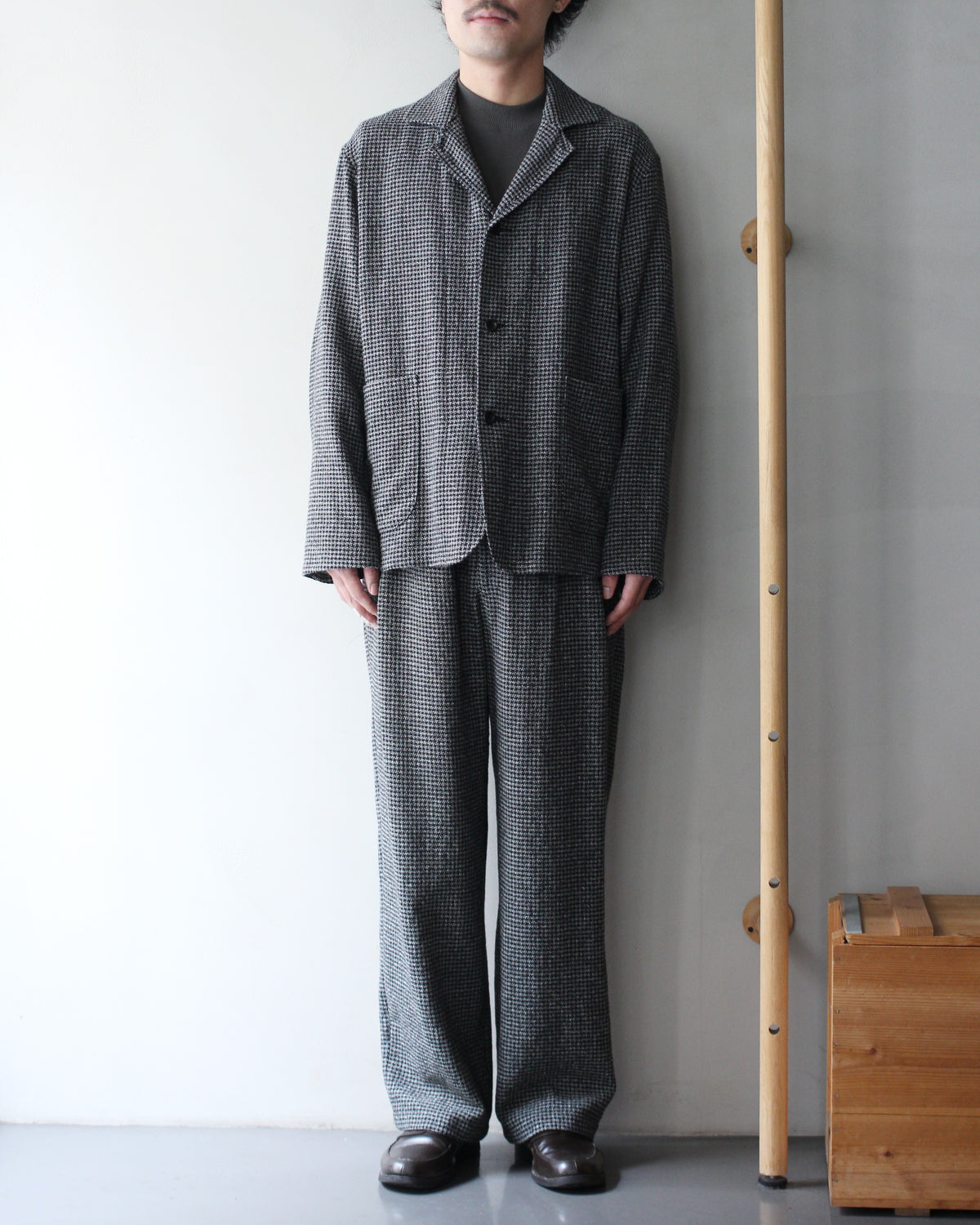 ULTERIOR/WASHED WOOL SILK CHECK JKT "BLACK"