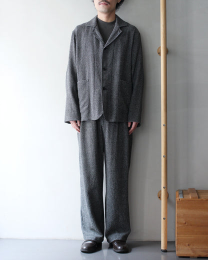 ULTERIOR/WASHED WOOL SILK CHECK JKT "BLACK"