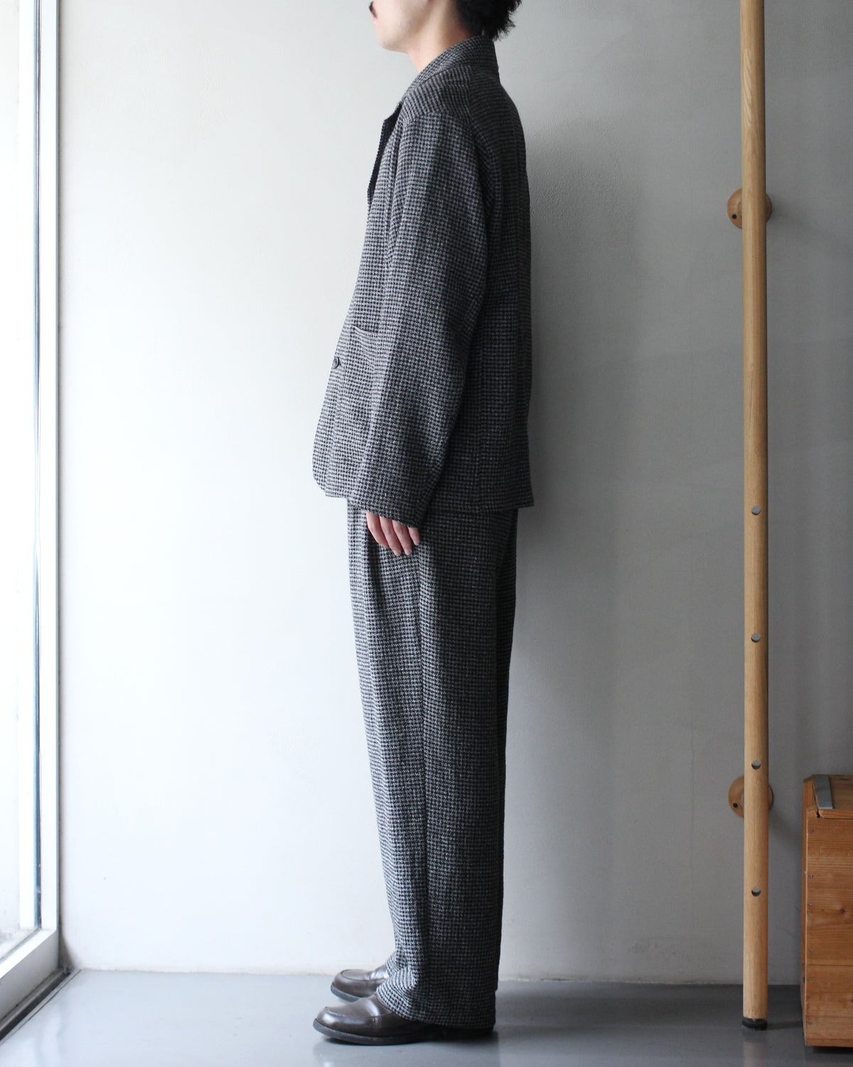 ULTERIOR/WASHED WOOL SILK CHECK JKT "BLACK"