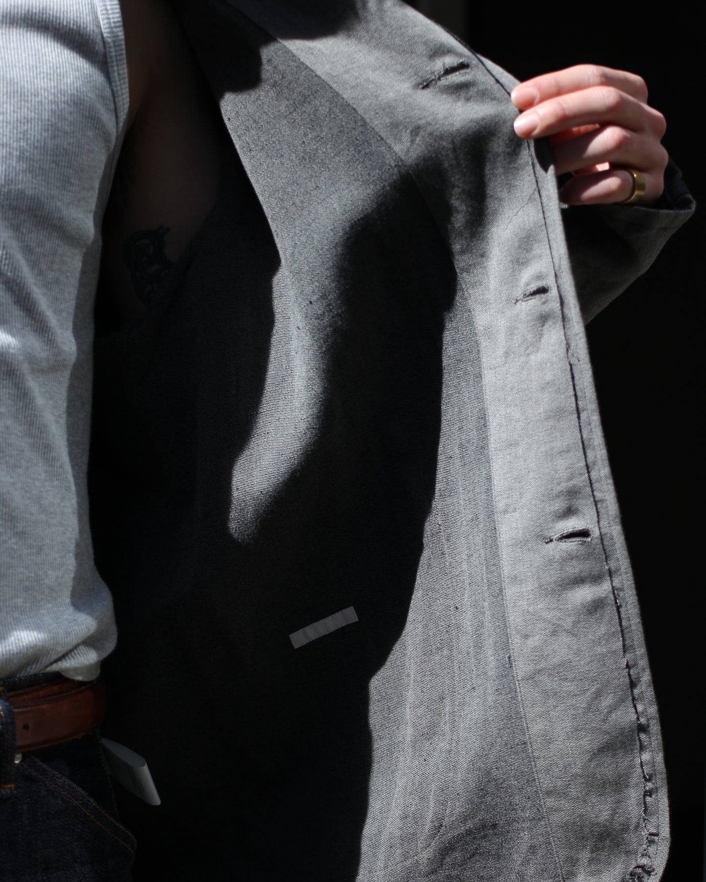 ULTERIOR/WASHED C/L CORKSCREW JKT "KHAKI GREY"