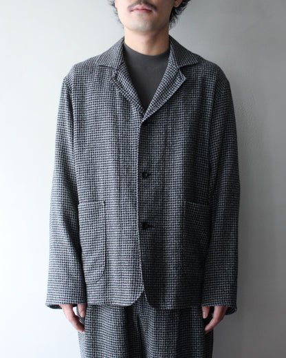 ULTERIOR/WASHED WOOL SILK CHECK JKT "BLACK"
