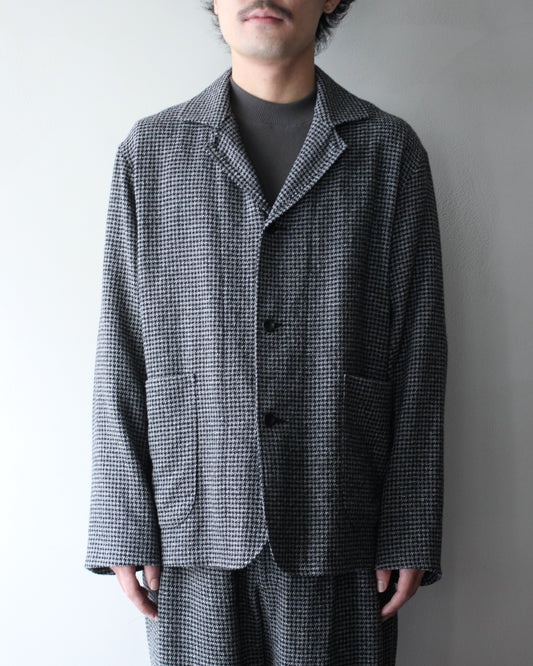ULTERIOR/WASHED WOOL SILK CHECK JKT "BLACK"