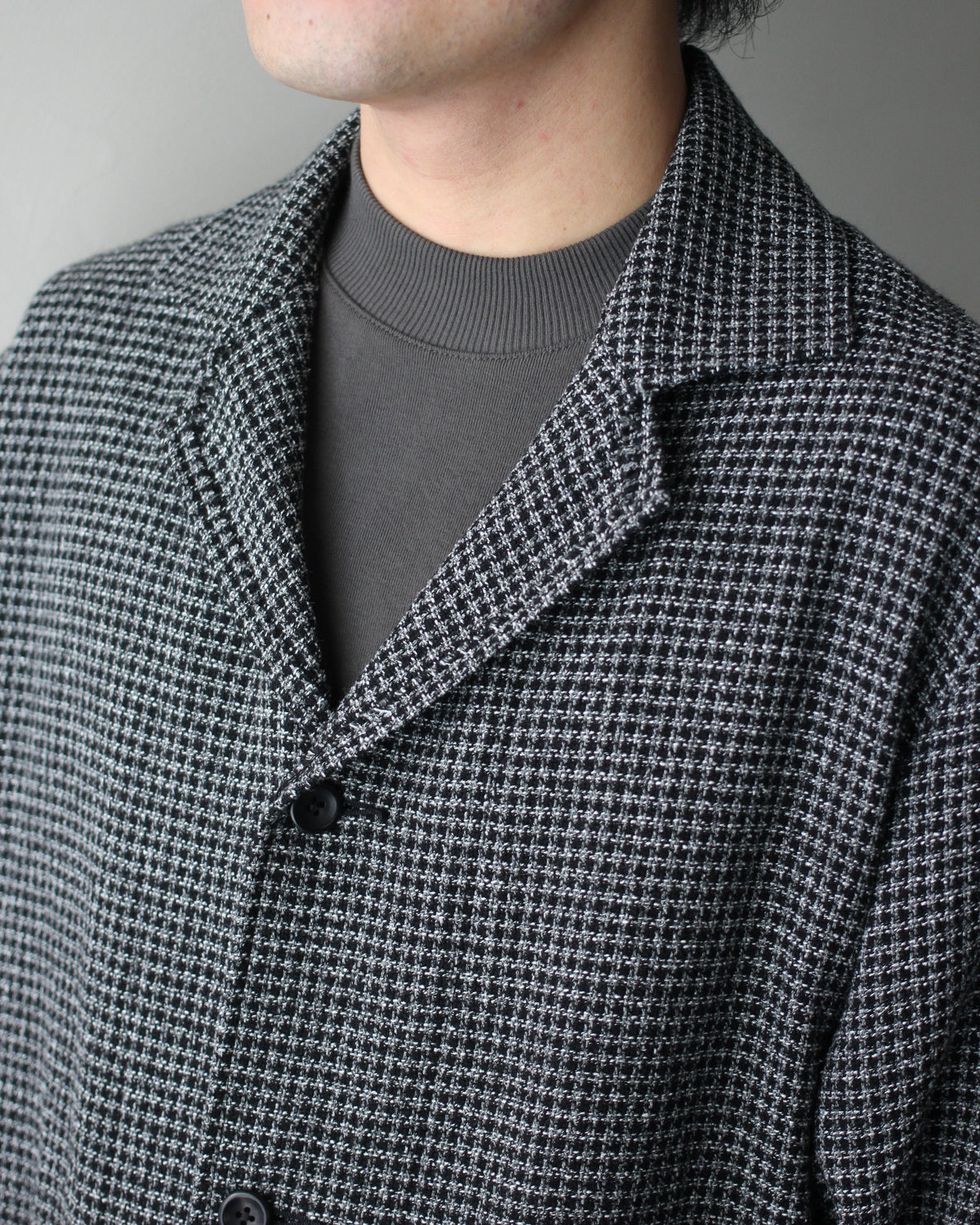 ULTERIOR/WASHED WOOL SILK CHECK JKT "BLACK"
