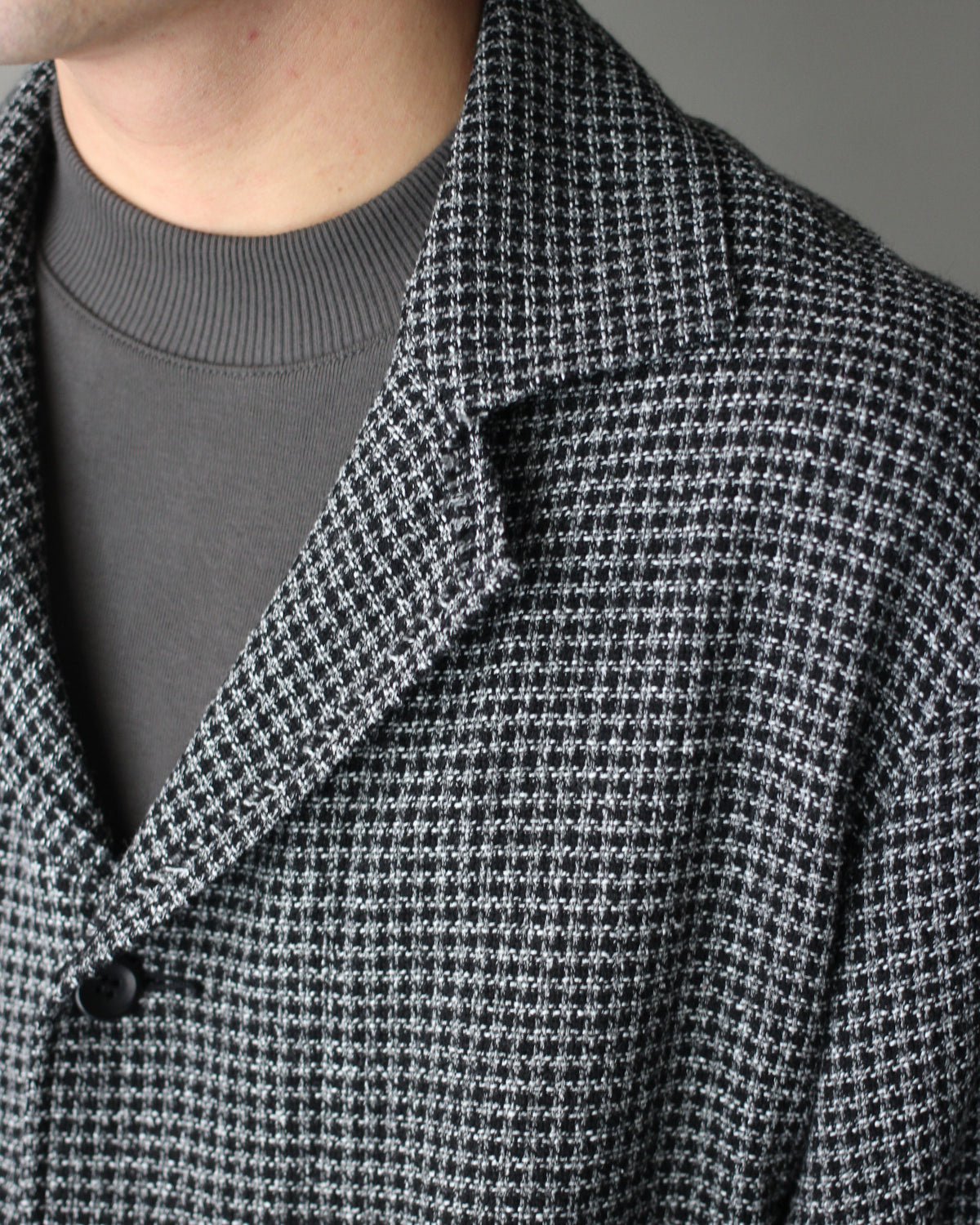 ULTERIOR/WASHED WOOL SILK CHECK JKT "BLACK"