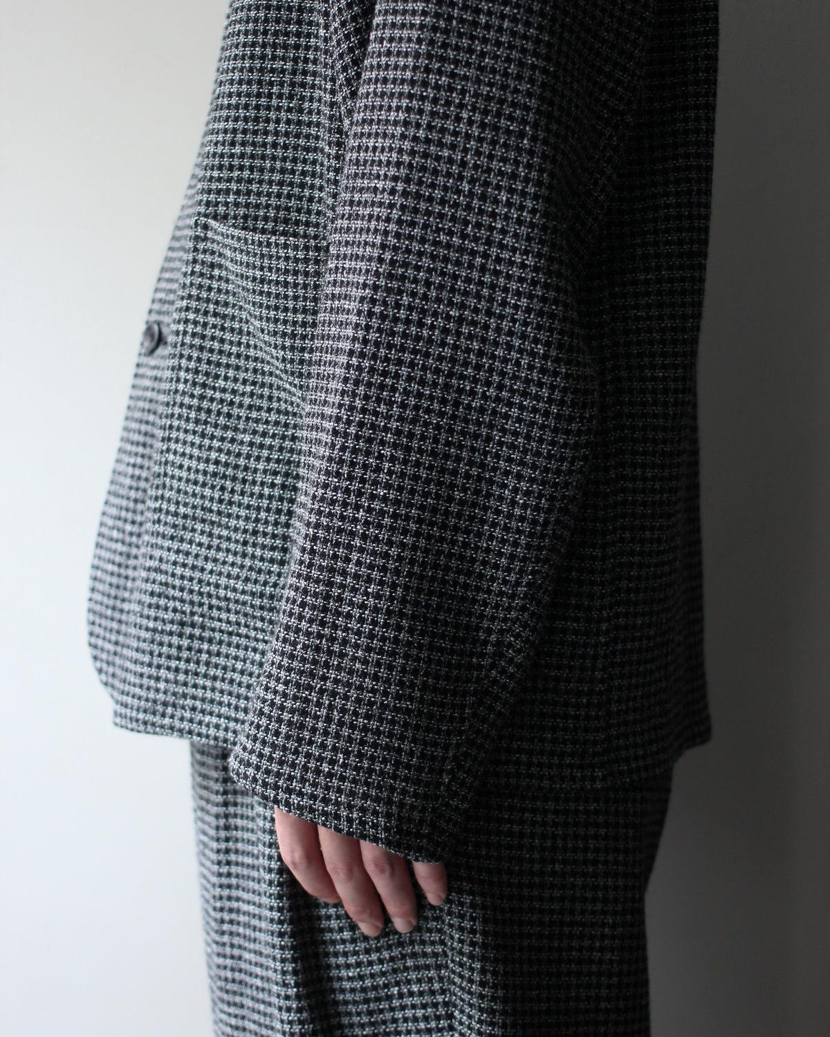ULTERIOR/WASHED WOOL SILK CHECK JKT "BLACK"