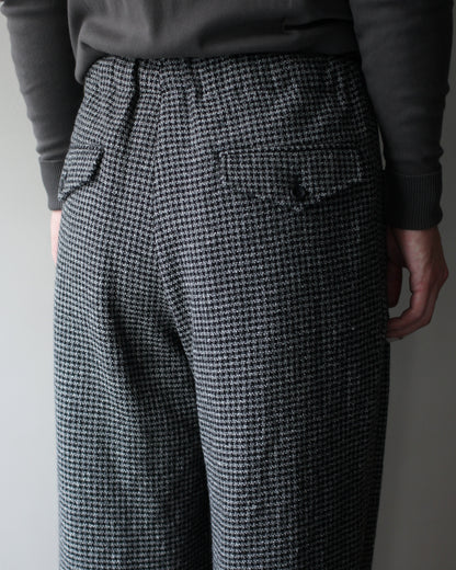ULTERIOR/WOOL SILK CHECK DRAWSTRING PANTS "BLACK"