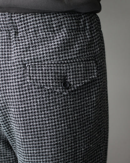 ULTERIOR/WOOL SILK CHECK DRAWSTRING PANTS "BLACK"