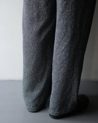 ULTERIOR/WOOL SILK CHECK DRAWSTRING PANTS "BLACK"