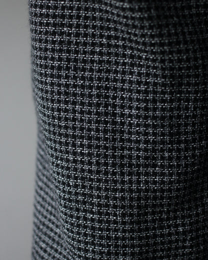 ULTERIOR/WOOL SILK CHECK DRAWSTRING PANTS "BLACK"