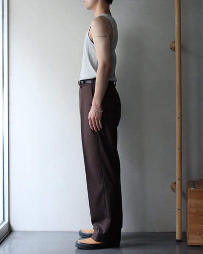 MATSUFUJI/Flannel Wool  Wide Trousers "BROWN"