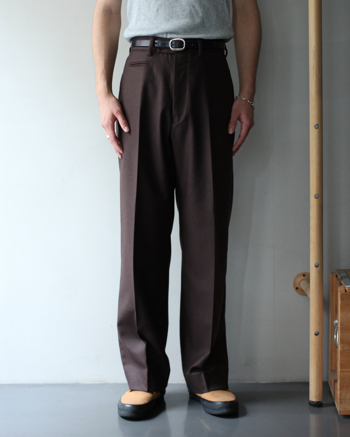 MATSUFUJI/Flannel Wool Wide Trousers 
