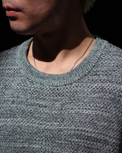 ULTERIOR/L/C TUCK STITCH KNIT TEE "MELANGE GREEN"