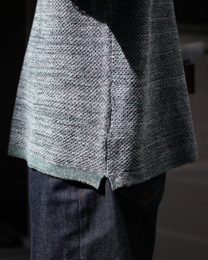 ULTERIOR/L/C TUCK STITCH KNIT TEE "MELANGE GREEN"