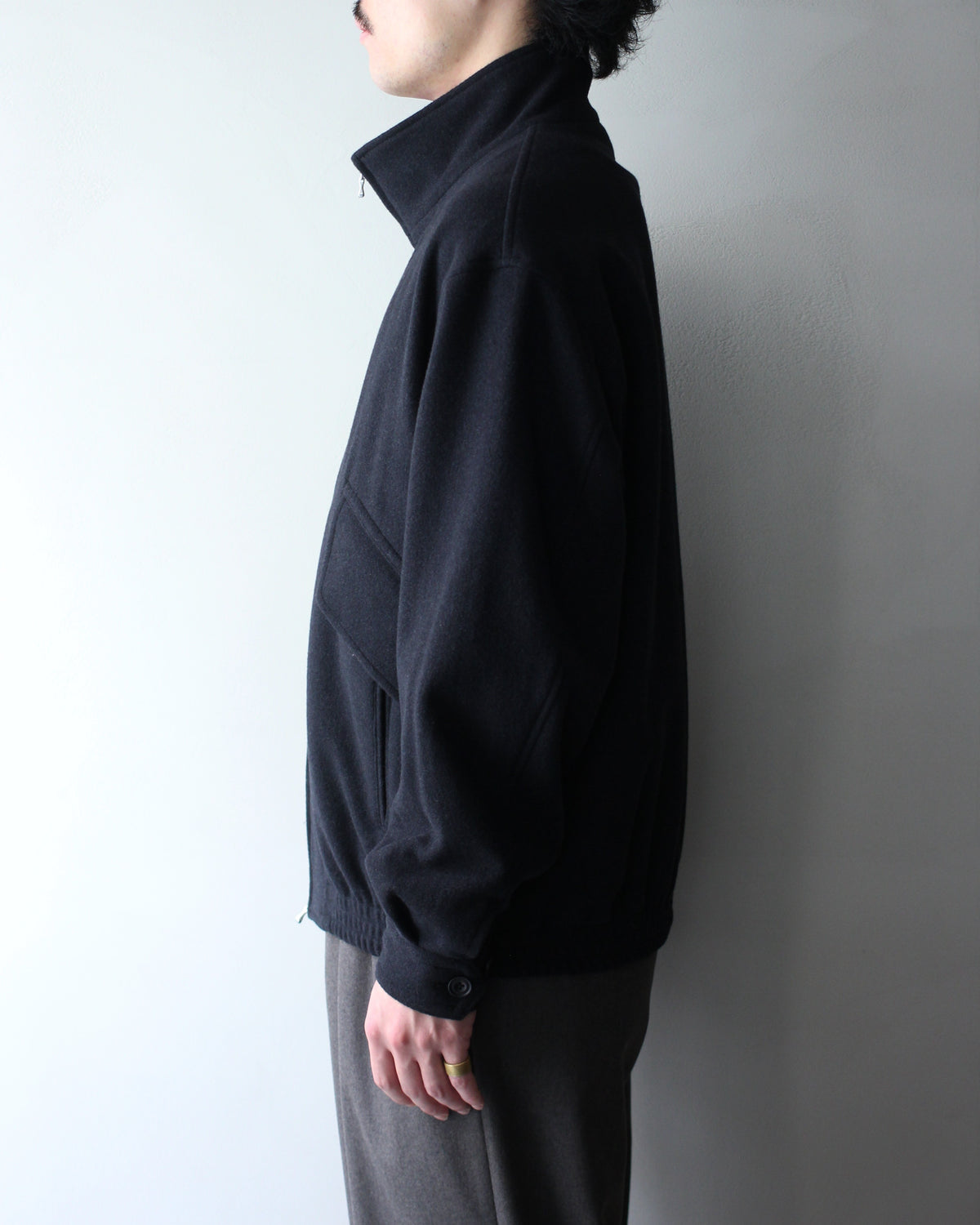 ULTERIOR/HERRINGBONE PILE MOSSER ZIP UP JKT "SHADE BLACK"