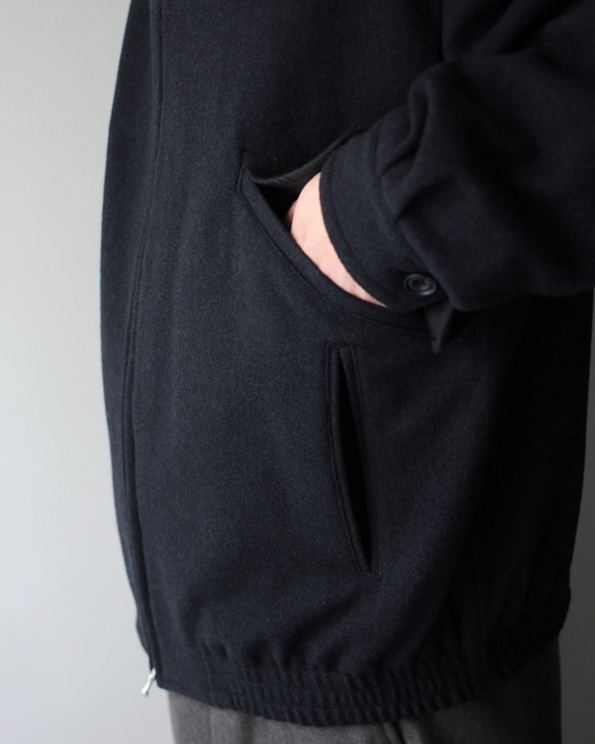 ULTERIOR/HERRINGBONE PILE MOSSER ZIP UP JKT "SHADE BLACK"