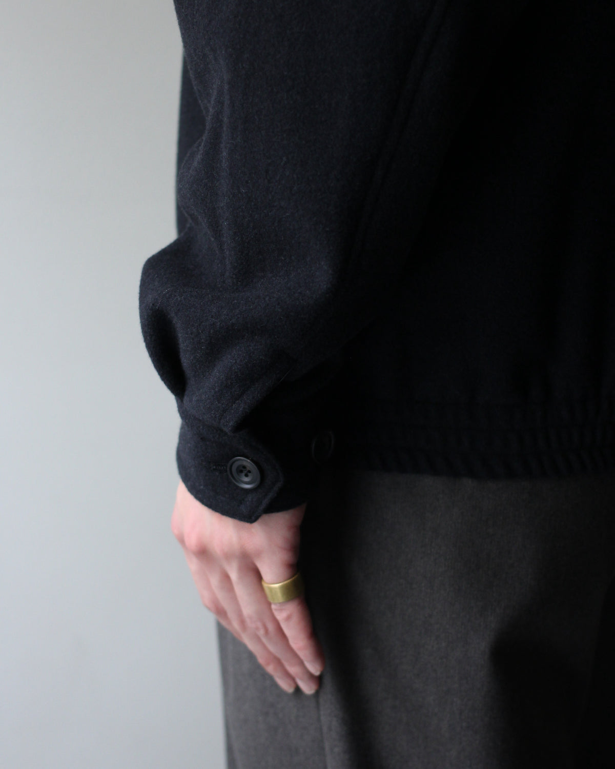 ULTERIOR/HERRINGBONE PILE MOSSER ZIP UP JKT "SHADE BLACK"