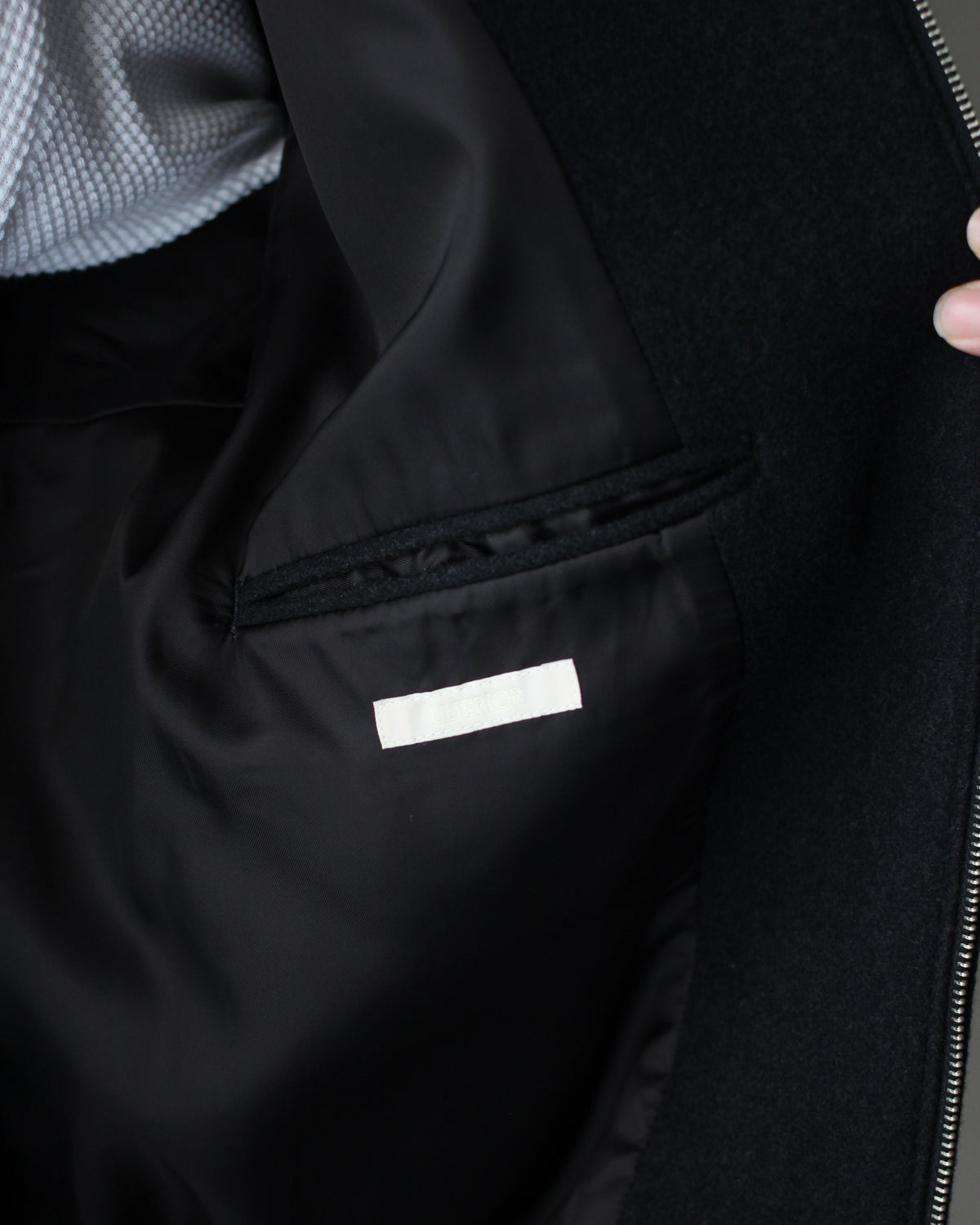 ULTERIOR/HERRINGBONE PILE MOSSER ZIP UP JKT "SHADE BLACK"