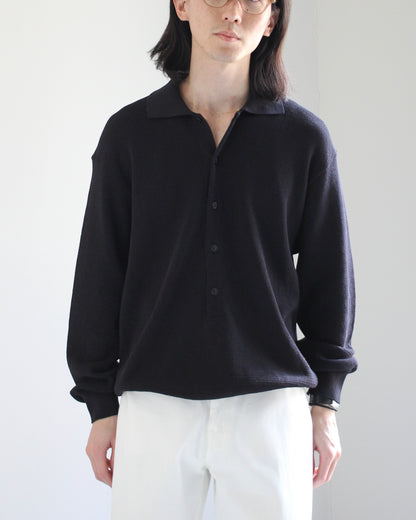 ulterior / TWISTED LOOSE MILANO RIB KNIT POLO L/S for feets "BLACK"　