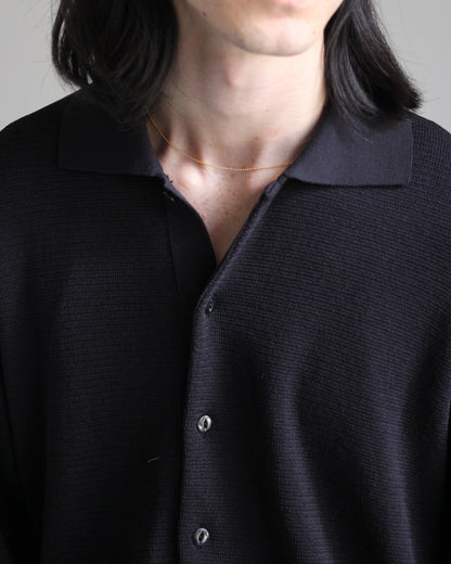 ulterior / TWISTED LOOSE MILANO RIB KNIT POLO L/S for feets "BLACK"　