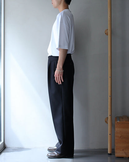 ULTERIOR / SUPER FINE LIGHT MELTON TUCKED TROUSERS "BLACK"