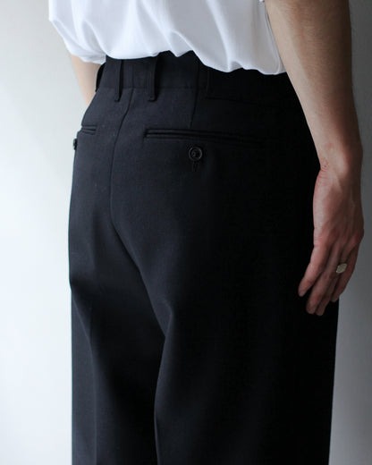 ULTERIOR / SUPER FINE LIGHT MELTON TUCKED TROUSERS "BLACK"