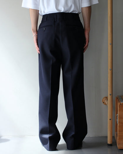 ULTERIOR / SUPER FINE LIGHT MELTON TUCKED TROUSERS "DEEP NAVY"