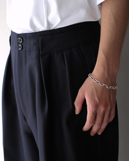 ULTERIOR / SUPER FINE LIGHT MELTON TUCKED TROUSERS "DEEP NAVY"