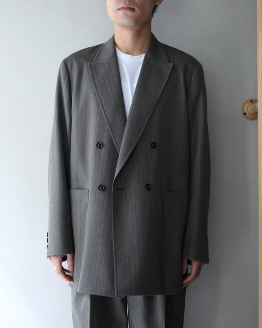 ULTERIOR / MELANGE HERRINGBONE STRIPE DB JKT"DUSTY GREY"