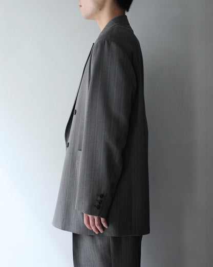 ULTERIOR / MELANGE HERRINGBONE STRIPE DB JKT"DUSTY GREY"