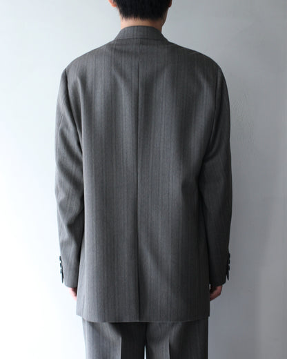 ULTERIOR / MELANGE HERRINGBONE STRIPE DB JKT"DUSTY GREY"