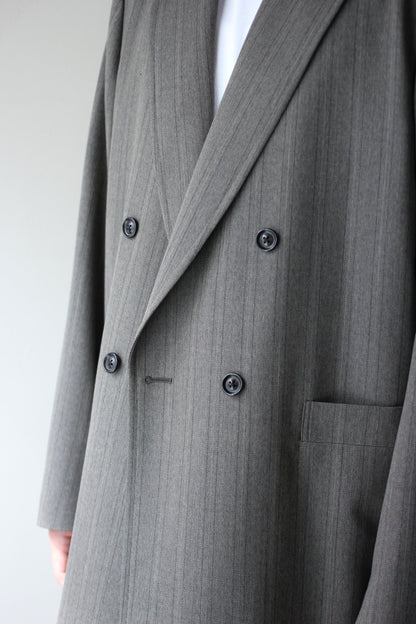 ULTERIOR / MELANGE HERRINGBONE STRIPE DB JKT"DUSTY GREY"