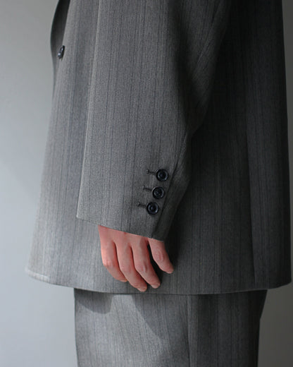 ULTERIOR / MELANGE HERRINGBONE STRIPE DB JKT"DUSTY GREY"