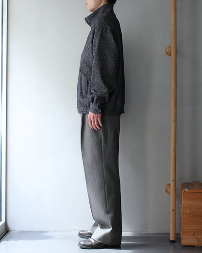 ULTERIOR / WOOL SILK KERSEY ZIP UP JKT　”BLACK IVORY″