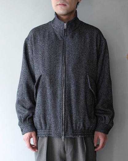ULTERIOR / WOOL SILK KERSEY ZIP UP JKT　”BLACK IVORY″