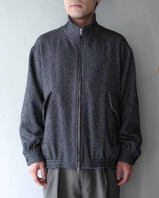 ULTERIOR / WOOL SILK KERSEY ZIP UP JKT　”BLACK IVORY″