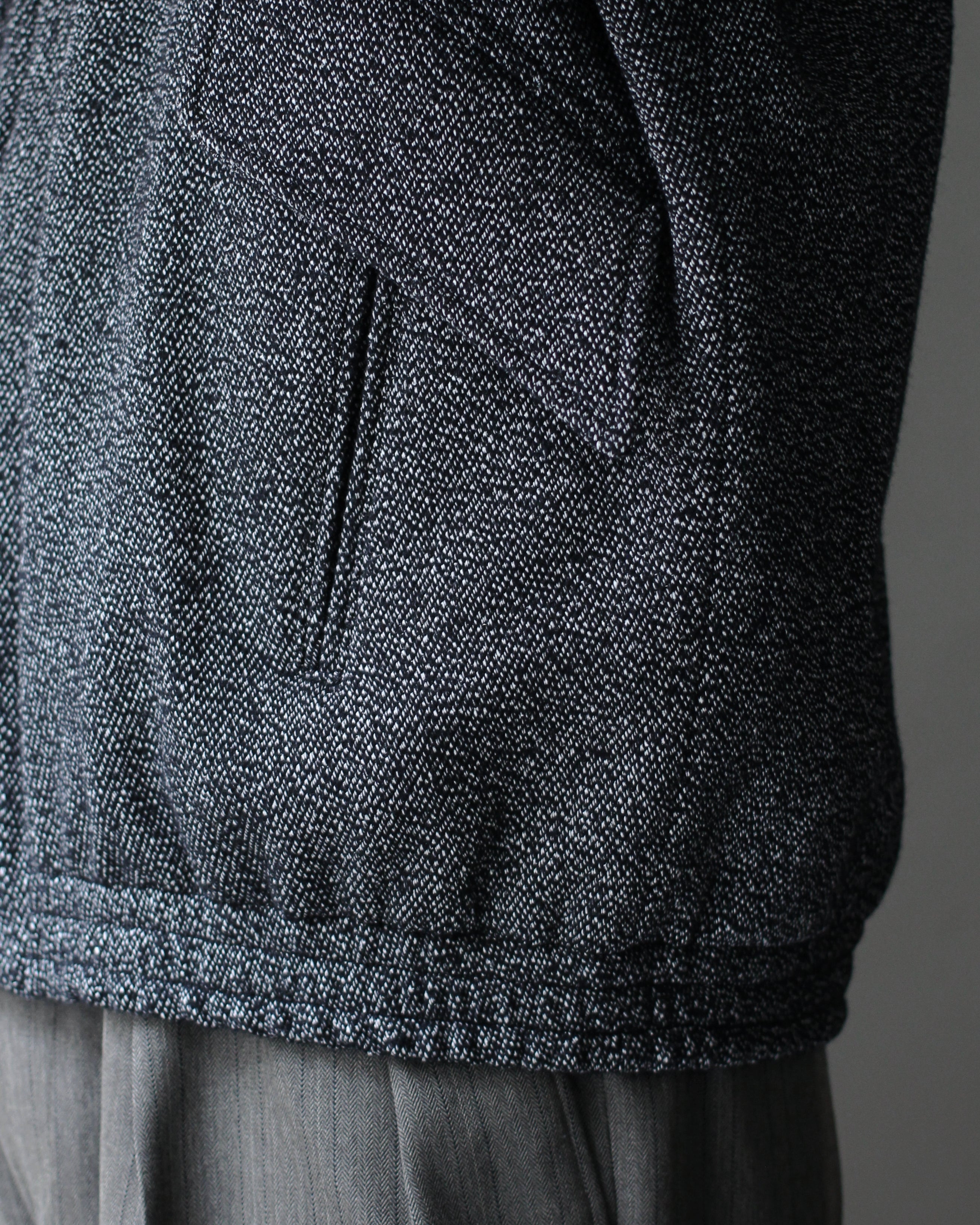 ULTERIOR / WOOL SILK KERSEY ZIP UP JKT ”BLACK IVORY″ – feets