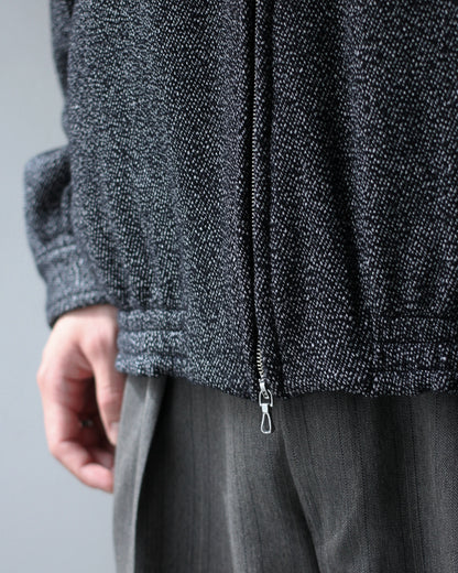 ULTERIOR / WOOL SILK KERSEY ZIP UP JKT　”BLACK IVORY″