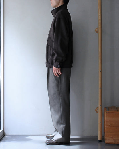 ULTERIOR/ WOOL SILK KERSEY ZIP UP JKT　”KHAKI BLACK″