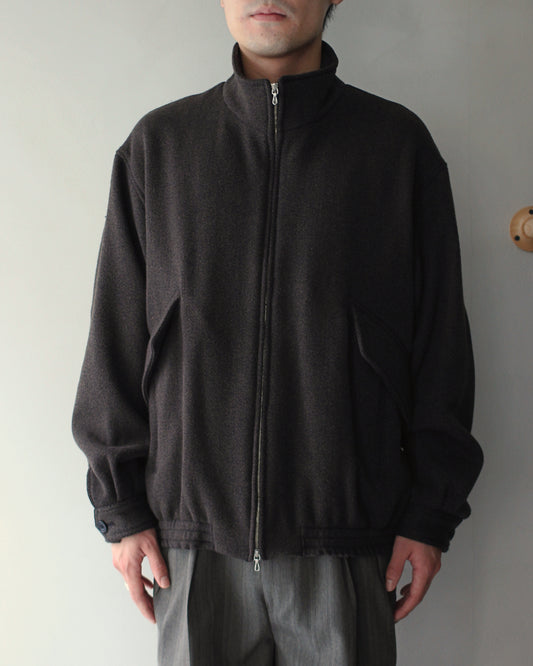ULTERIOR/ WOOL SILK KERSEY ZIP UP JKT　”KHAKI BLACK″