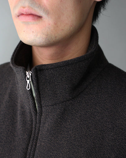 ULTERIOR/ WOOL SILK KERSEY ZIP UP JKT　”KHAKI BLACK″