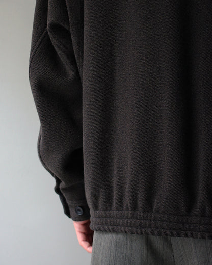 ULTERIOR/ WOOL SILK KERSEY ZIP UP JKT　”KHAKI BLACK″