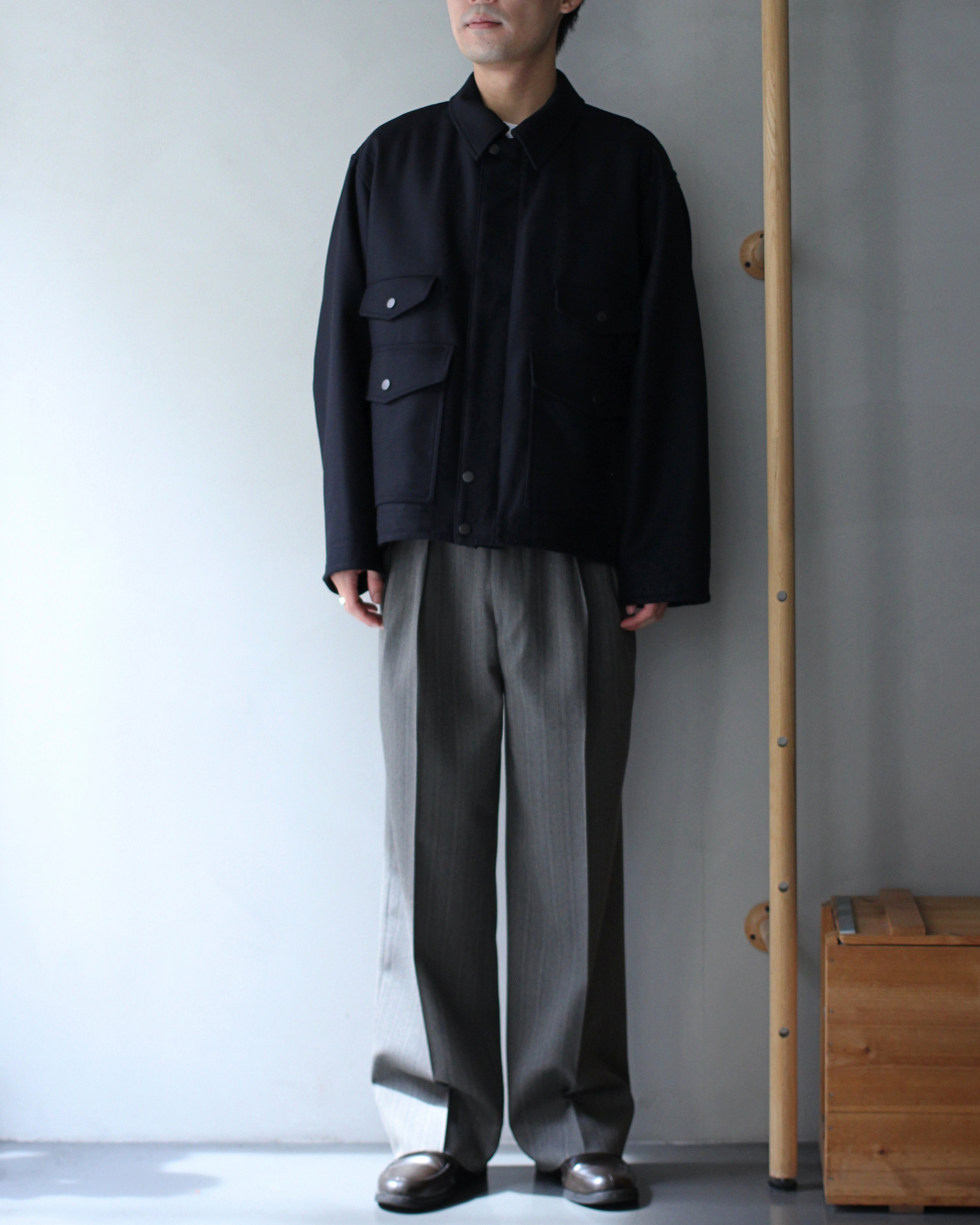 ULTERIOR/SUPER FINE LIGHT MELTON SHORT HUNTING JKT ”BLACK” – feets