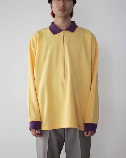 REVERBERATE/ZIP LONG SLEEVE POLO "YELLOW PURPLE"