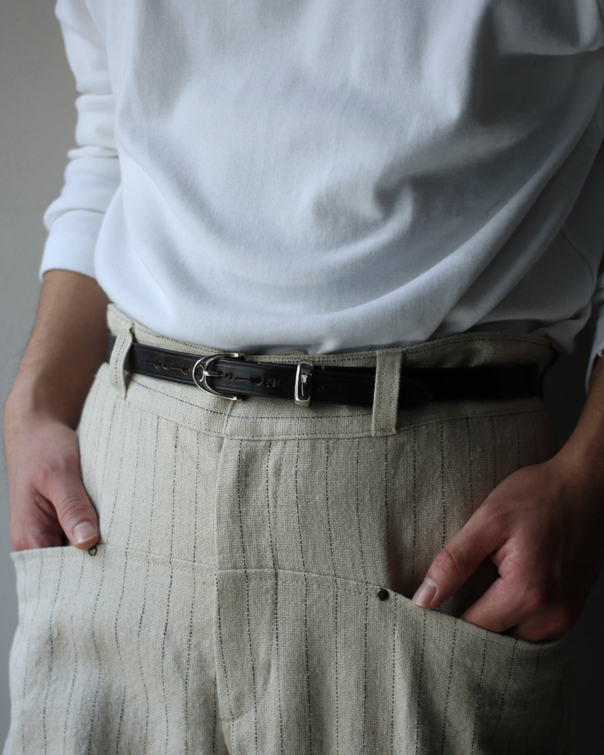 HERALDIC BELTS / 3/4inch IMITATION STIRRUP "DARK HAVANA×L HAVANA THREAD"