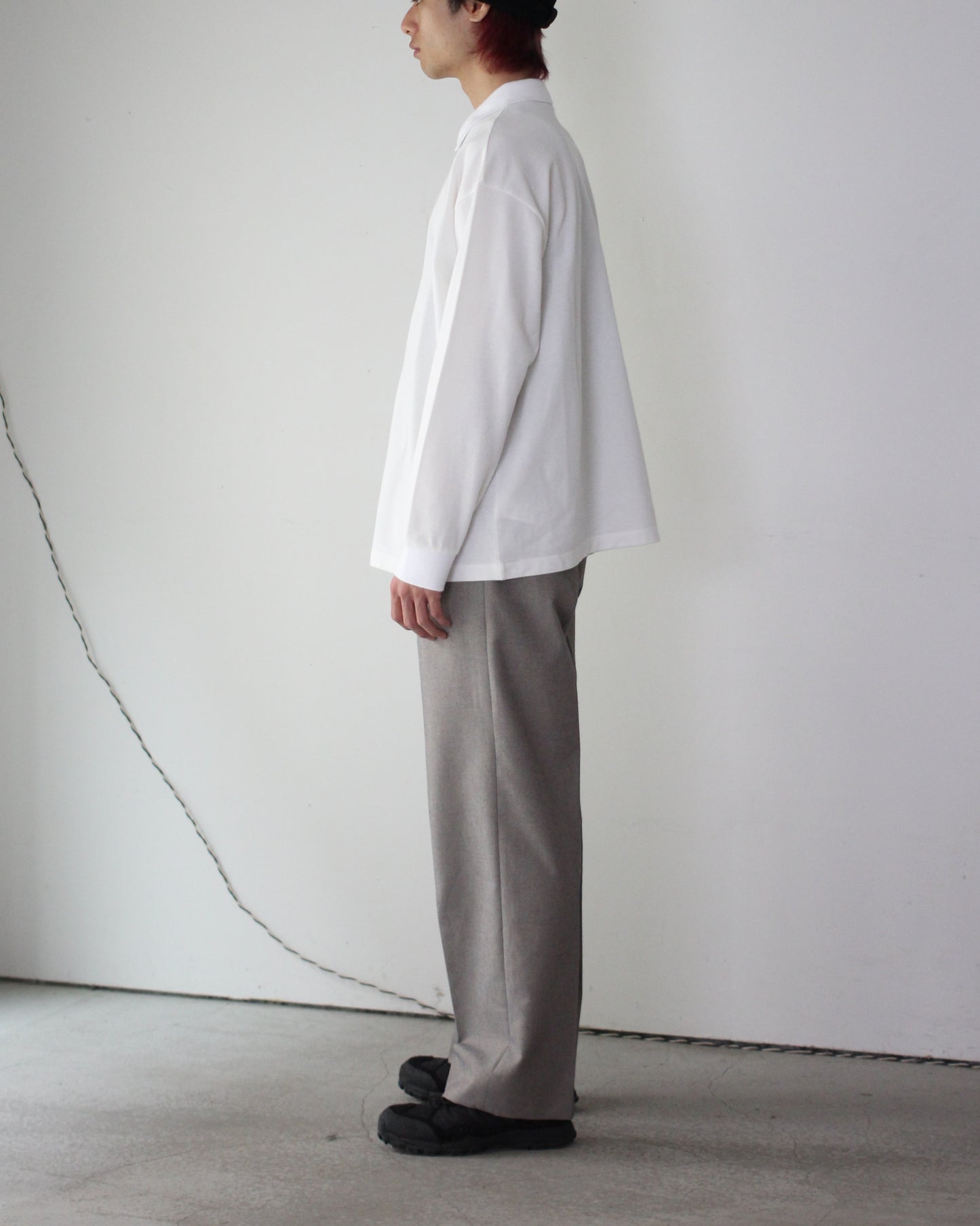 REVERBERATE/ZIP LONG SLEEVE POLO "WHITE"