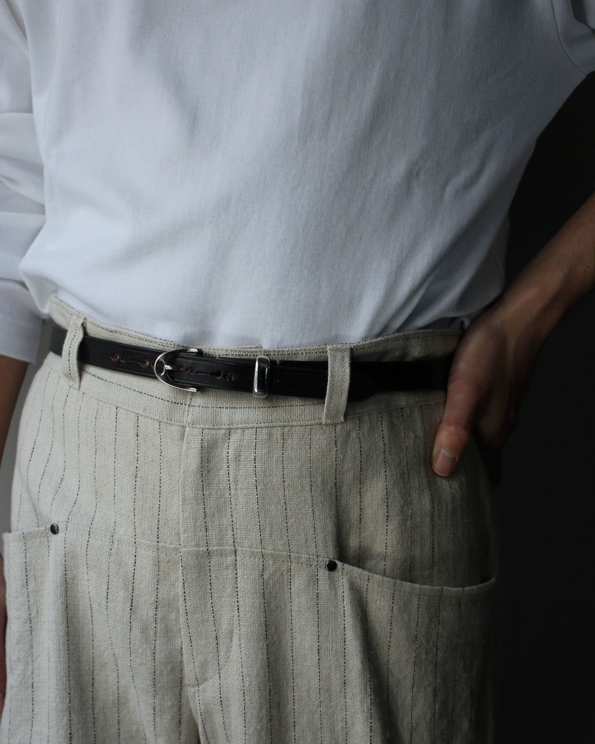 HERALDIC BELTS / 3/4inch IMITATION STIRRUP "DARK HAVANA×L HAVANA THREAD"